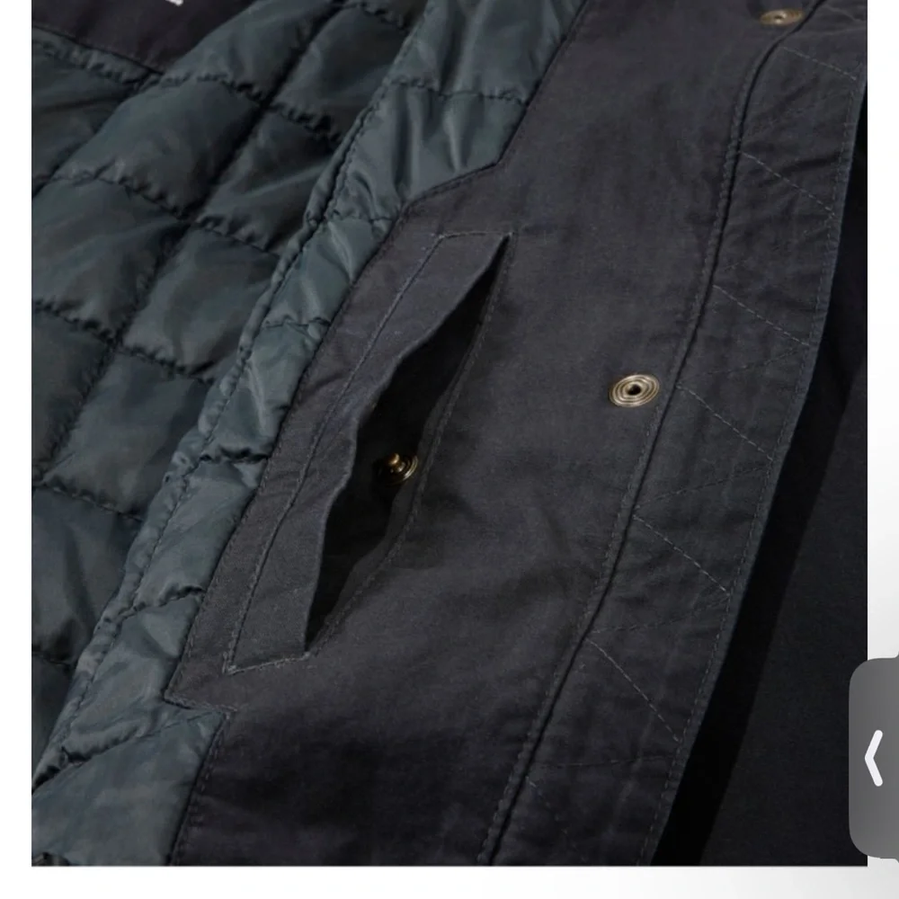 NWT 100% Organic Cotton L.L. Bean Black Coat Parka Removable Faux Fur Trim Hood - Picture 9 of 11